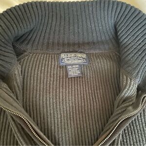 Polo Men's Grey and Black Zip up Sweater